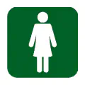 Pictograma vectorial de baño de mujeres. Icono de servicios para damas.