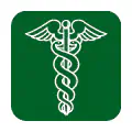 Pictograma vectorial de caduceo. Símbolo clásico de medicina y salud.