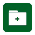 Pictograma vectorial de administración. Símbolo de gestión en centros de salud.