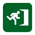 Pictograma vectorial de salida de emergencia. Icono de evacuación hospitalaria.
