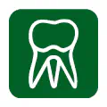 Pictograma vectorial de muela. Icono de odontología y salud bucodental.