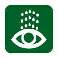 Pictograma vectorial de lavado de ojos. Símbolo de seguridad y primeros auxilios.