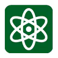 Pictograma vectorial de símbolo nuclear. Icono de medicina nuclear y radioterapia.