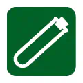 Pictograma vectorial de tubo de ensayo. Icono de laboratorio y análisis clínicos.