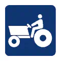 Pictograma vectorial de tractor agrícola. Gráfico de maquinaria para agro.