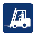 Pictograma vectorial de montacargas (forklift). Símbolo de carga y descarga.