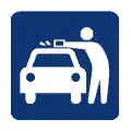 Pictograma vectorial de lavado automático. Símbolo de túnel de lavado.