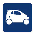 Pictograma vectorial de coche compacto. Gráfico de microcoche urbano.