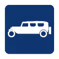 Pictograma vectorial de coche de época. Gráfico de automóvil vintage.