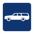 Pictograma vectorial de ranchera. Gráfico de coche familiar o de trabajo.