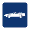 Pictograma vectorial de coche deportivo. Símbolo de motor de altas prestaciones.