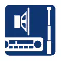 Pictograma vectorial automotriz: sonido. Icono de car audio e instalación eléctrica.