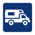 Pictograma vectorial de camping para autocaravanas. Icono de área recreativa.