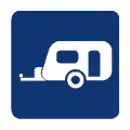 Pictograma vectorial de remolque ligero. Gráfico para señalización vial.