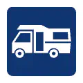 Pictograma vectorial de autocaravana. Icono de turismo de libertad.