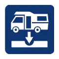 Pictograma vectorial de estación sanitaria. Gráfico de servicios para caravanas.