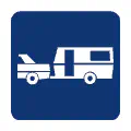 Pictograma vectorial de coche con remolque. Símbolo de conjunto de vehículos.