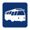 Pictograma vectorial de autobús lateral. Icono de transporte colectivo.