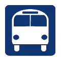 Pictograma vectorial de autocar de línea. Símbolo de viajes interurbanos.