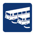 Pictograma vectorial de terminal de autobuses. Símbolo de estación central.