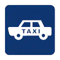Pictograma vectorial de taxi urbano. Gráfico para señalización de servicios.