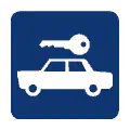 Pictograma vectorial de rent a car. Símbolo de alquiler de vehículos.