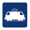 Pictograma vectorial de tranvía lateral. Símbolo de transporte eléctrico.