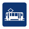 Pictograma vectorial de línea de tranvía. Gráfico de movilidad sostenible.