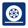 Pictograma vectorial automotriz: ruedas. Icono de mantenimiento de llantas.