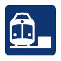Pictograma vectorial de andén ferroviario. Gráfico de parada de tren.