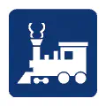 Pictograma vectorial de máquina de tren. Icono técnico de ferrocarril.