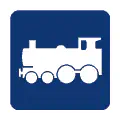 Pictograma vectorial de locomotora diésel. Símbolo de potencia ferroviaria.