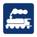 Pictograma vectorial de silueta de tren. Gráfico de transporte de época.