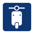 Pictograma vectorial de moto scooter. Gráfico de movilidad urbana personal.