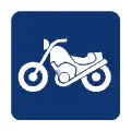 Pictograma vectorial de moto de carretera. Símbolo de motociclismo urbano.