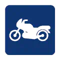 Pictograma vectorial de motocicleta ligera. Icono para rotulación de motor.