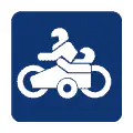 Pictograma vectorial de moto con sidecar. Símbolo de vehículo clásico.
