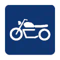 Pictograma vectorial de motocicleta deportiva. Icono de alta cilindrada.