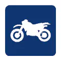 Pictograma vectorial de perfil de motocicleta. Símbolo de ingeniería de motor.