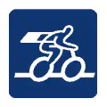 Pictograma vectorial de repartidor en moto. Símbolo de logística de última milla.