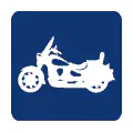 Pictograma vectorial de moto trail. Gráfico de aventura mixta.