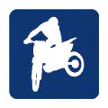 Pictograma vectorial de motocross. Icono de salto y acrobacias off-road.