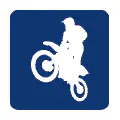 Pictograma vectorial de acrobacia en moto. Símbolo de freestyle motocross.