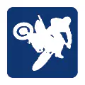 Pictograma vectorial de piloto de motocross. Gráfico de competición de tierra.