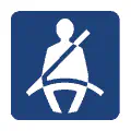 Pictograma vectorial abróchese el cinturón. Gráfico de aviso para pasajeros.