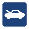 Pictograma vectorial de apertura de capó. Icono de acceso al compartimento motor.