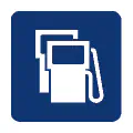Pictograma vectorial automotriz: gasolinera. Icono de estación de servicio 24h.