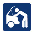 Pictograma vectorial automotriz: revisión mecánica. Símbolo de inspección técnica.