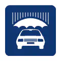 Pictograma vectorial automotriz: impermeabilización. Icono de protección de carrocería.