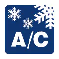 Pictograma vectorial automotriz: aire acondicionado. Símbolo de climatización vehicular.